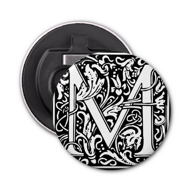 Letter M mittelalterliche Monogram Art Nouveau Flaschenöffner (Vorderseite)