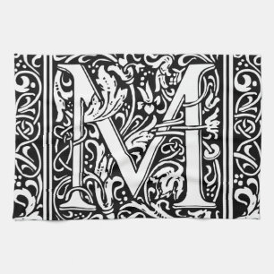 Letter M mittelalterliche Monogram Art Nouveau Handtuch