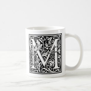 Letter M mittelalterliche Monogram Art Nouveau Kaffeetasse