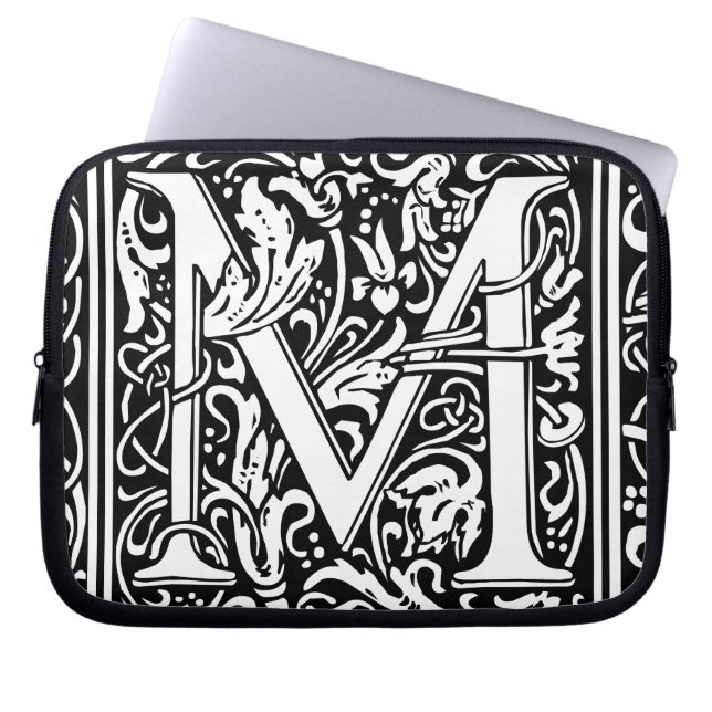 Letter M mittelalterliche Monogram Art Nouveau Laptopschutzhülle (Vorderseite)