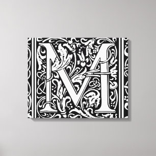 Letter M mittelalterliche Monogram Art Nouveau Leinwanddruck