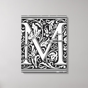 Letter M mittelalterliche Monogram Art Nouveau Leinwanddruck