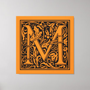 Letter M mittelalterliche Monogram Art Nouveau Leinwanddruck
