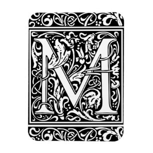 Letter M mittelalterliche Monogram Art Nouveau Magnet
