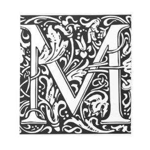 Letter M mittelalterliche Monogram Art Nouveau Notizblock