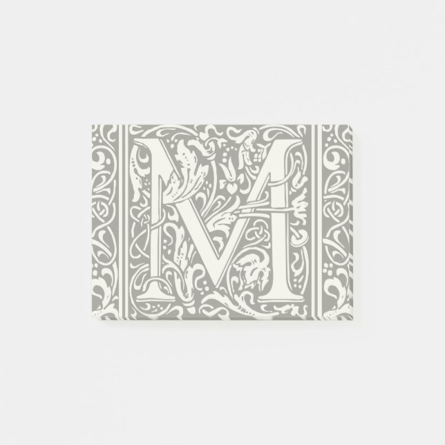 Letter M mittelalterliche Monogram Art Nouveau Post-it Klebezettel (Vorderseite)