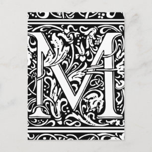 Letter M mittelalterliche Monogram Art Nouveau Postkarte