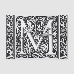 Letter M mittelalterliche Monogram Art Nouveau Seidenpapier