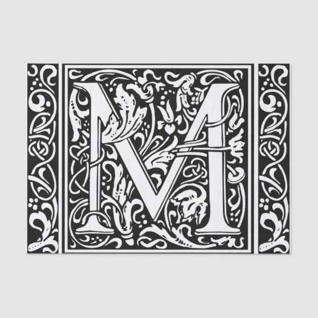 Letter M mittelalterliche Monogram Art Nouveau Seidenpapier (Vorderseite)
