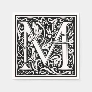 Letter M mittelalterliche Monogram Art Nouveau Serviette
