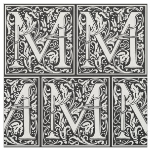 Letter M mittelalterliche Monogram Art Nouveau Stoff