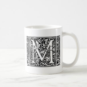 Letter M mittelalterliche Monogram Art Nouveau Tasse