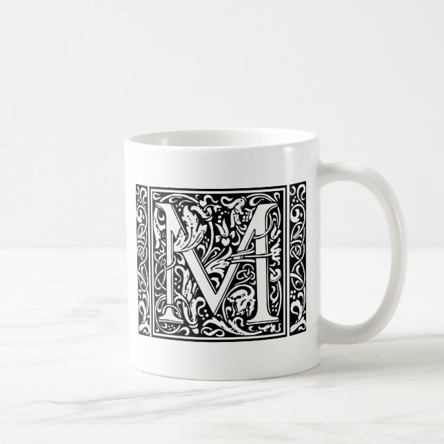 Letter M mittelalterliche Monogram Art Nouveau Tasse (Rechts)