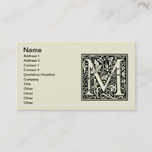 Letter M mittelalterliche Monogram Art Nouveau Visitenkarte