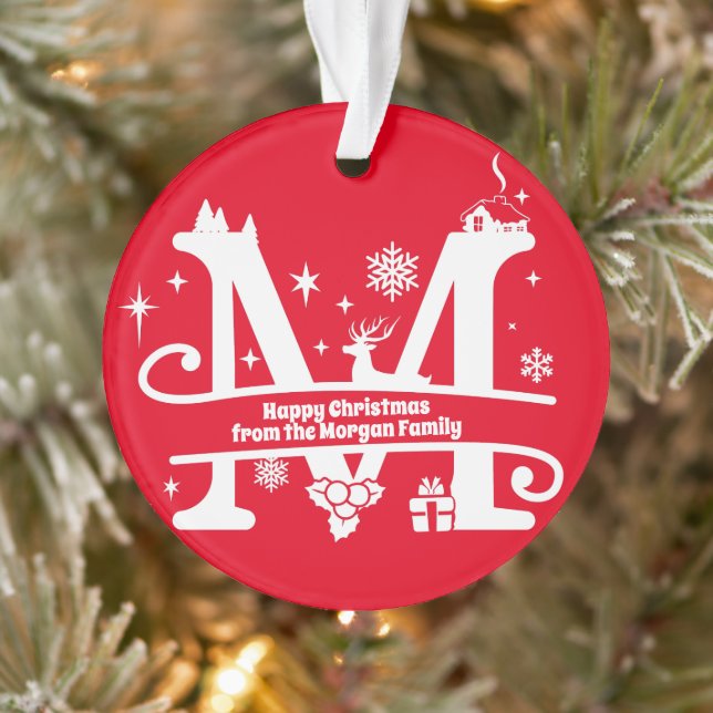 Letter M Monogram Anfangsname Familienname Gruß Ornament (Baum)