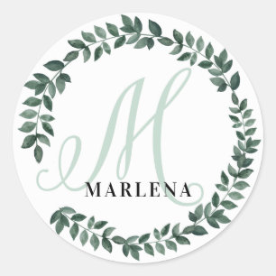 Letter M Monogram Individuelle Name Minimalistisch Runder Aufkleber