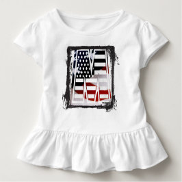 Letter M Monogram Initial Patriotic USA Flag T-Shirt
