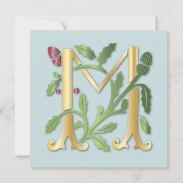 Letter M Monogram-Lilie Einladung (Vorderseite)