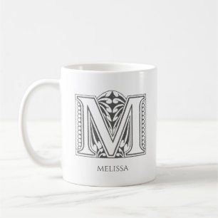 Letter M Monogram Modern Name Coffee Tasse