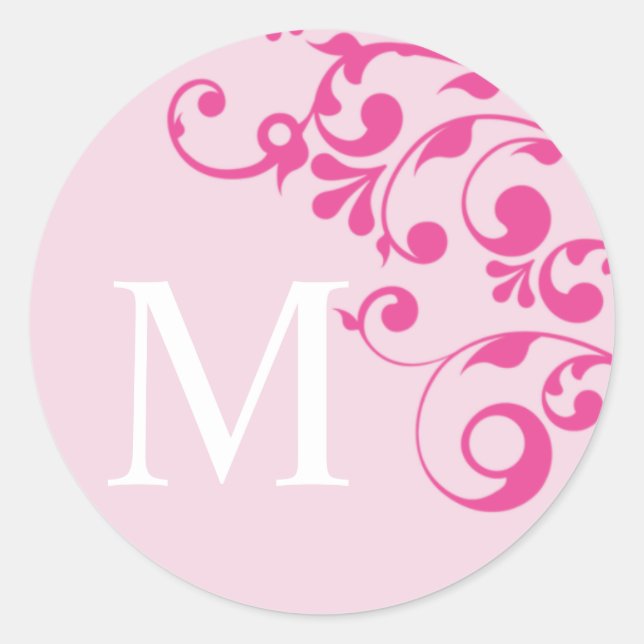 Letter M Monogram Pink Wedding Umschlag Aufkleber (Vorderseite)
