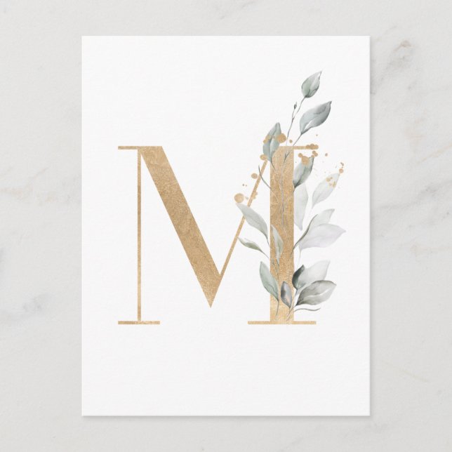 Letter M Monogram Postkarte (Vorderseite)