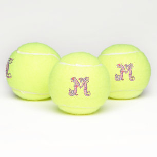 Letter-M-Monogramm-Girls personalisierte Doodart Tennisbälle