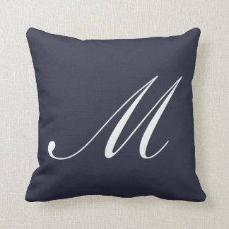 Letter M Navy Blue Monogram Pilze Kissen