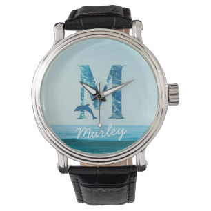 Letter M Ocean Pattern Armbanduhr