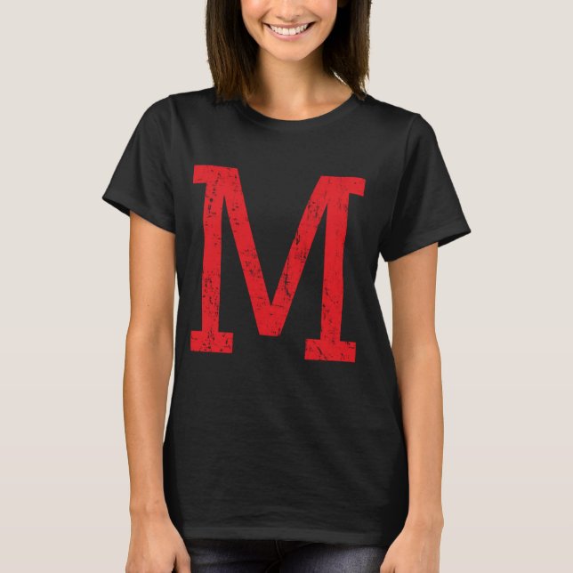 Letter M Uppercase Alphabet Initial Classic School T-Shirt (Vorderseite)