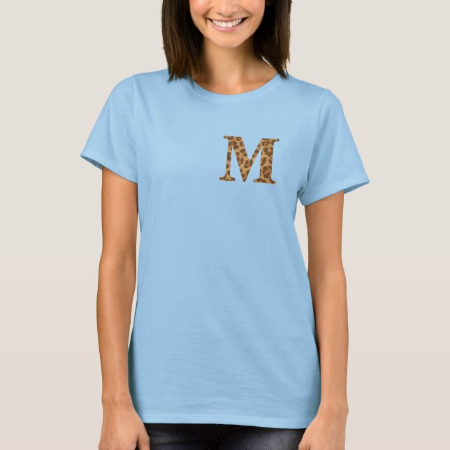 Letter M Vorname Monogram Erstleopard Print T-Shirt (Vorderseite)