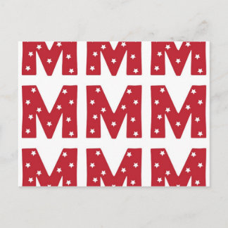 Letter M - White Stars on Dark Red Postkarte