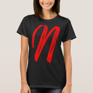 Letter N Alphabet Large Red Graphal Initial T-Shirt