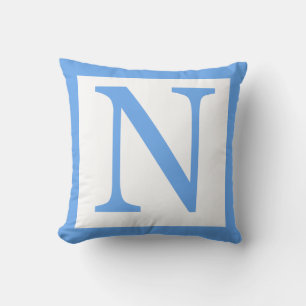 Letter N Baby Blue Border Kissen