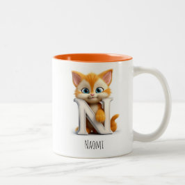 Letter N Cat Alphabet Monogram Coffee Tasse