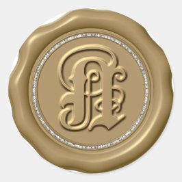 *~* Letter N Diamond Circle GOLD Wax Siegel Sticke Runder Aufkleber