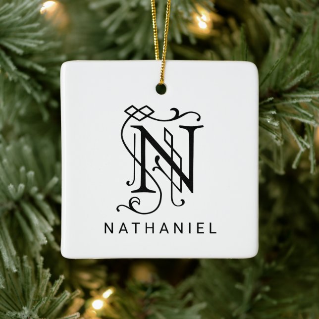 Letter N Elegant Monogram Christmas Ornament (Baum)
