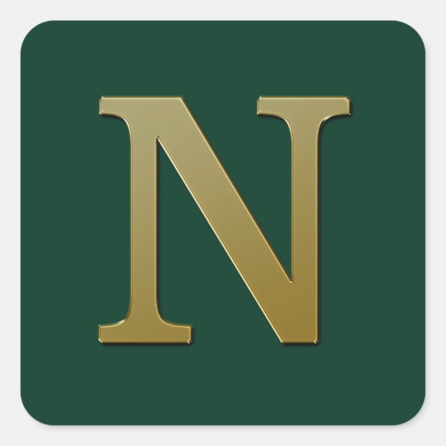 Letter N Gold Square Sticker (Vorderseite)
