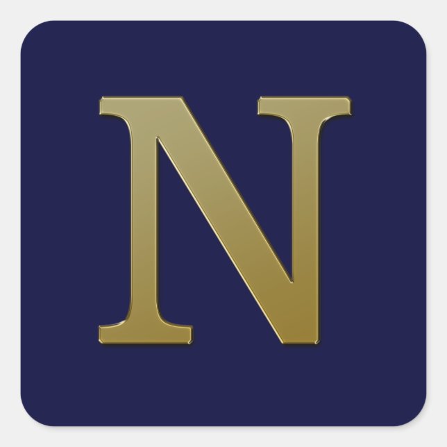 Letter N Gold Square Sticker (Vorderseite)