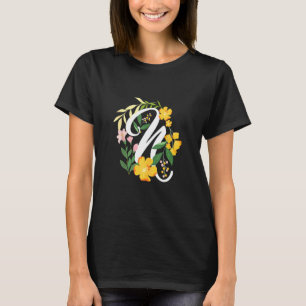 Letter N Hauptstadt Alphabet Blume Monogramm erste T-Shirt