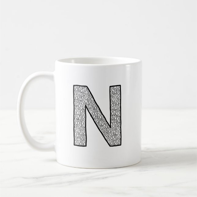 Letter N Initial Coffee Mug – Minimal Modern Style Kaffeetasse (Links)