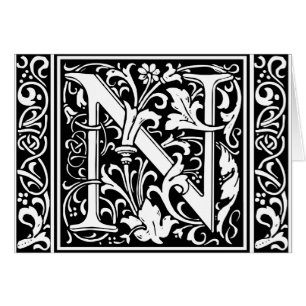 Letter N Mittelalterliche Monogram Art Nouveau