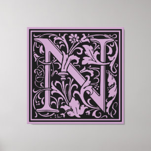 Letter N Mittelalterliche Monogram Art Nouveau Leinwanddruck