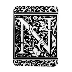 Letter N Mittelalterliche Monogram Art Nouveau Magnet