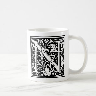 Letter N Mittelalterliche Monogram Art Nouveau Tasse