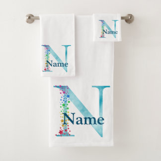 Letter N Monogram Initial Bath Gift Set