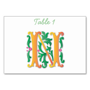 Letter N Monogram-Lilie Tischnummer