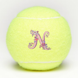 Letter N-Monogramm-Girls personalisierte Doodart Tennisbälle