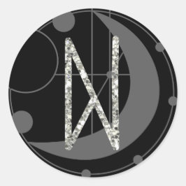 Letter N Rune Rune Monogram Geometric Moon Black Runder Aufkleber
