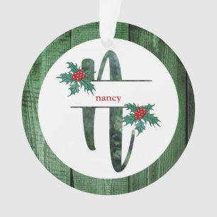 *~* Letter N Rustikales Weihnachtsfest FOTO Holz A Ornament