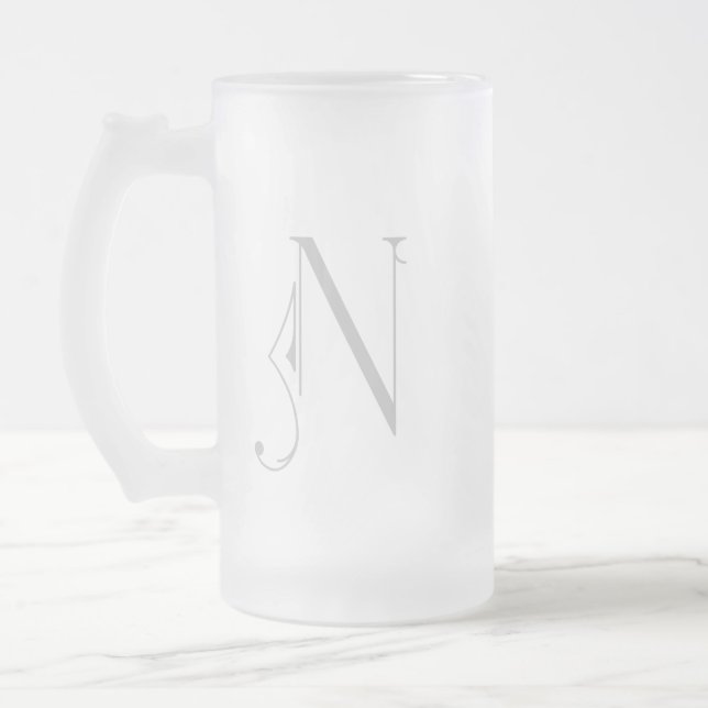 Letter N Scroll Typogramm Monogramm Mattglas Bierglas (Links)